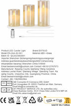 Rechargeable Flameless Candle, Set of 3 Flickering Glass LED Candles with Charging Base and Remote Control, Tea Lights with Timer Function for Festival Wedding Party Decoration