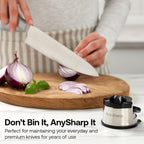 Knife Sharpener, Hands-Free Safety, PowerGrip Suction, Safely Sharpens All Kitchen Knives, Ideal for Hardened Steel & Serrated, World's Best, Compact, One Size, Silver