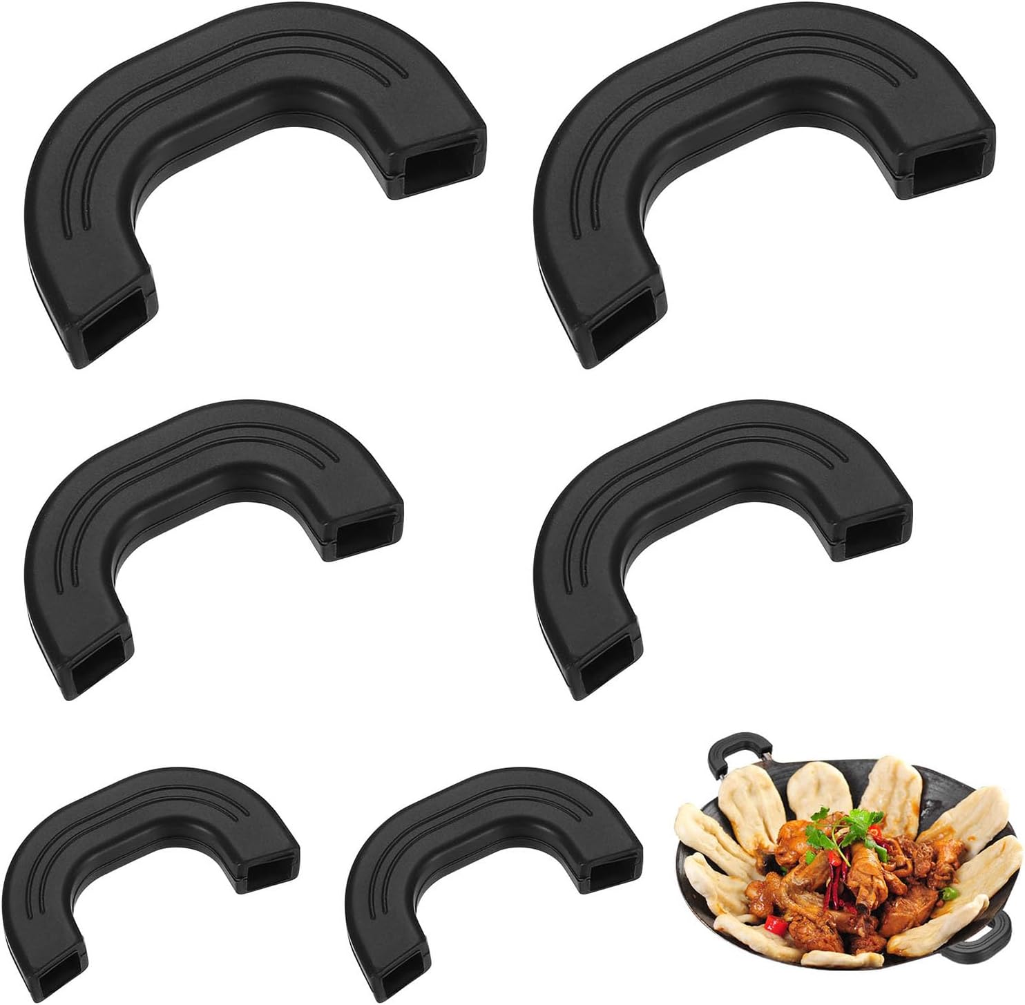 3 Pairs Silicone Pot Grips, Flexible Assist Handle Holder, Heat Resistant Silicone Hot Handle Holder Sleeve, Pan Handles Covers for Cast Iron Woks Skillets Griddles Pans Pot Holders(Black, 3 Sizes) Main image