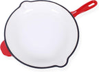 ECHTWERK Cast Iron Frying Pan with Enamel Coating, Oven Pan with Two Handles and Spout, Suitable for Ovens, Grills, BBQ and Induction Hobs, Diameter 26.5 cm, Red
