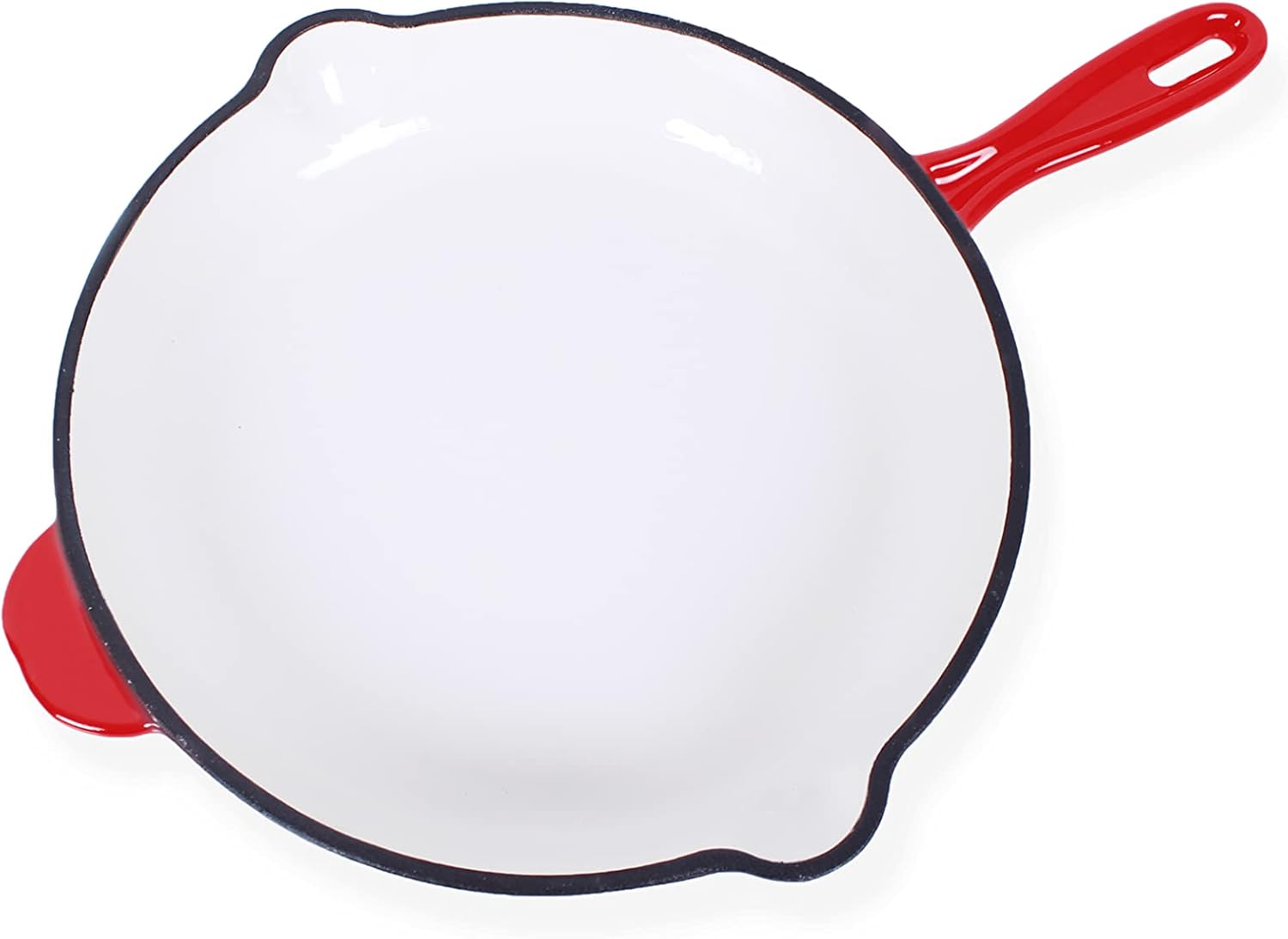ECHTWERK Cast Iron Frying Pan with Enamel Coating, Oven Pan with Two Handles and Spout, Suitable for Ovens, Grills, BBQ and Induction Hobs, Diameter 26.5 cm, Red