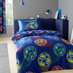 Bright Football Reversible Double Duvet Cover Set with Pillowcases Navy