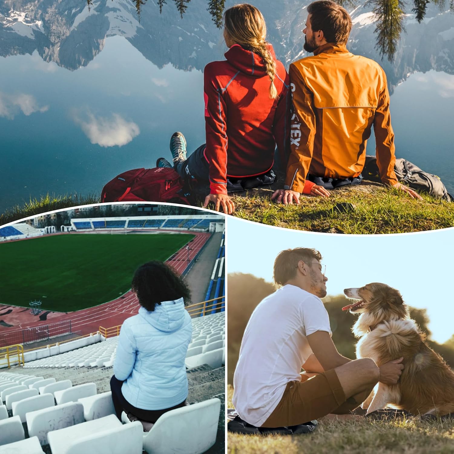 Inflatable seat Cushion Stadium Waterproof Air Pad Lightweight Portable Sit Mat for Hiking Camping Walking Travel Fishing Boating Flying Backpacking