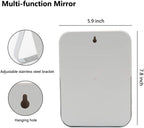 YEAKE Table Desk Vanity Makeup Mirror,8-Inch Portable Folding Mirror with Metal Stand 90°Adjustable Rotation Tavel Make Up Mirror Hanging Bathroom for Shower Shaving(Gray)