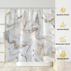 Shower Curtain Mould Proof Mildew Resistant Bathroom Shower Curtains Waterproof Shower Curtain 100% Polyester Marble Shower Curtains with 12 Hooks, 180 x 180 cm (Marble)
