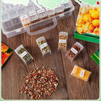 Seed Storage Box, 64 Slots Plastic Seed Storage Organizer Box with Label Stickers and Tweezers, Independent Compartment Design for Vegetable, Fruits, Flower, Chili Seeds (64 Slots)
