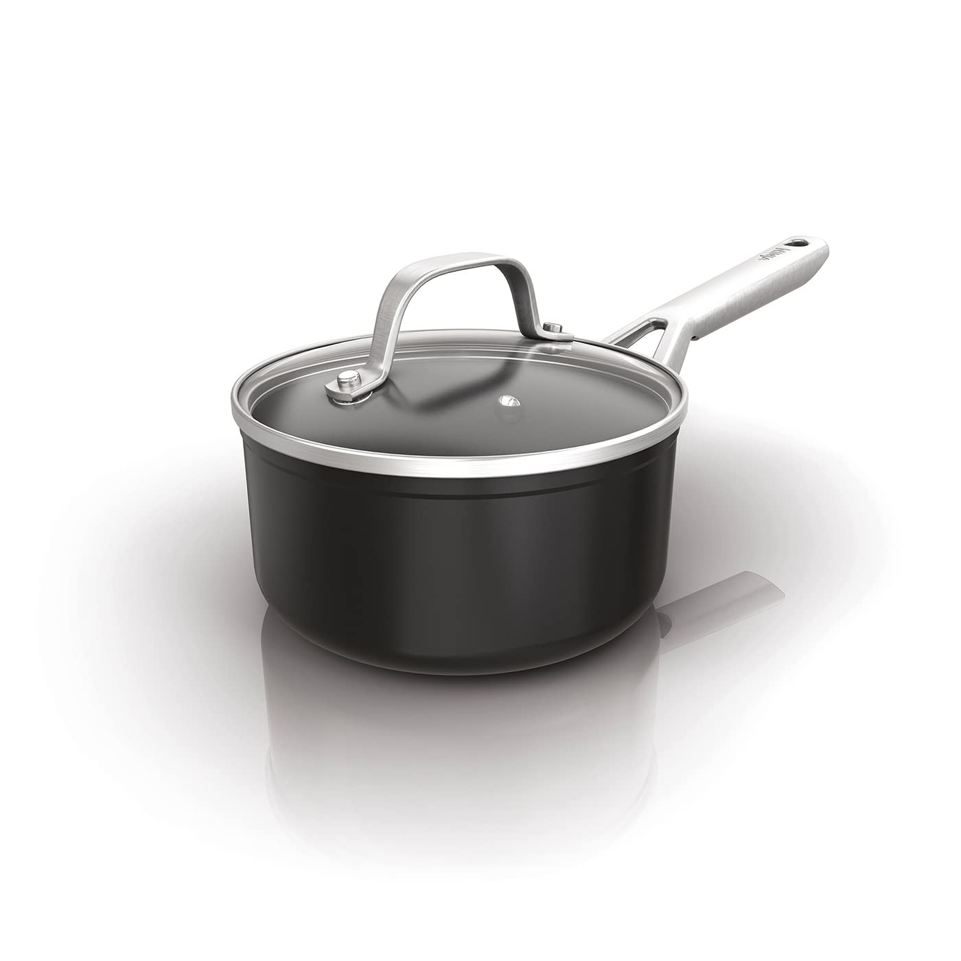 ZEROSTICK Essentials Cookware 18cm Saucepan with Glass Lid, Non-Stick, Long Lasting Forged Aluminium Saucepan, Induction Compatible, Oven Safe to 260°C, Black C10218UK Main image