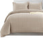 Imperial Rooms King Size Duvet Cover Sets Reversible Stripes Satin Bedding Set with Pillowcases Breathable Microfiber Duvet Covers (Beige 230x220 Cm)