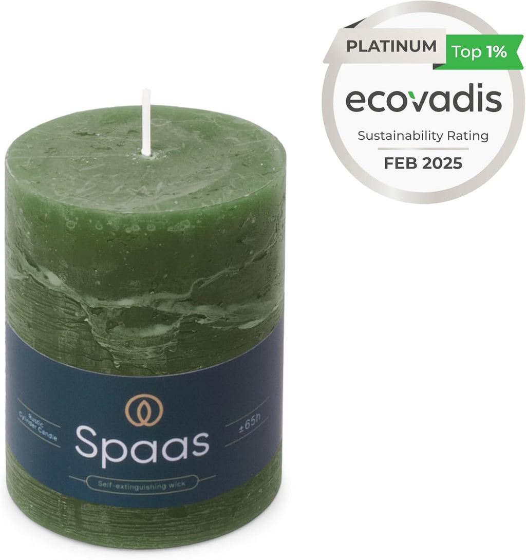 Spaas Rustic Pillar Candle 80/110 mm 65h, Dark Green