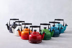 Le Creuset Traditional Stove-Top Kettle with Whistle, Suitable for All Hob Types Including Induction, Enamelled Steel, Capacity: 2.1 L, Bamboo, 40102024080000