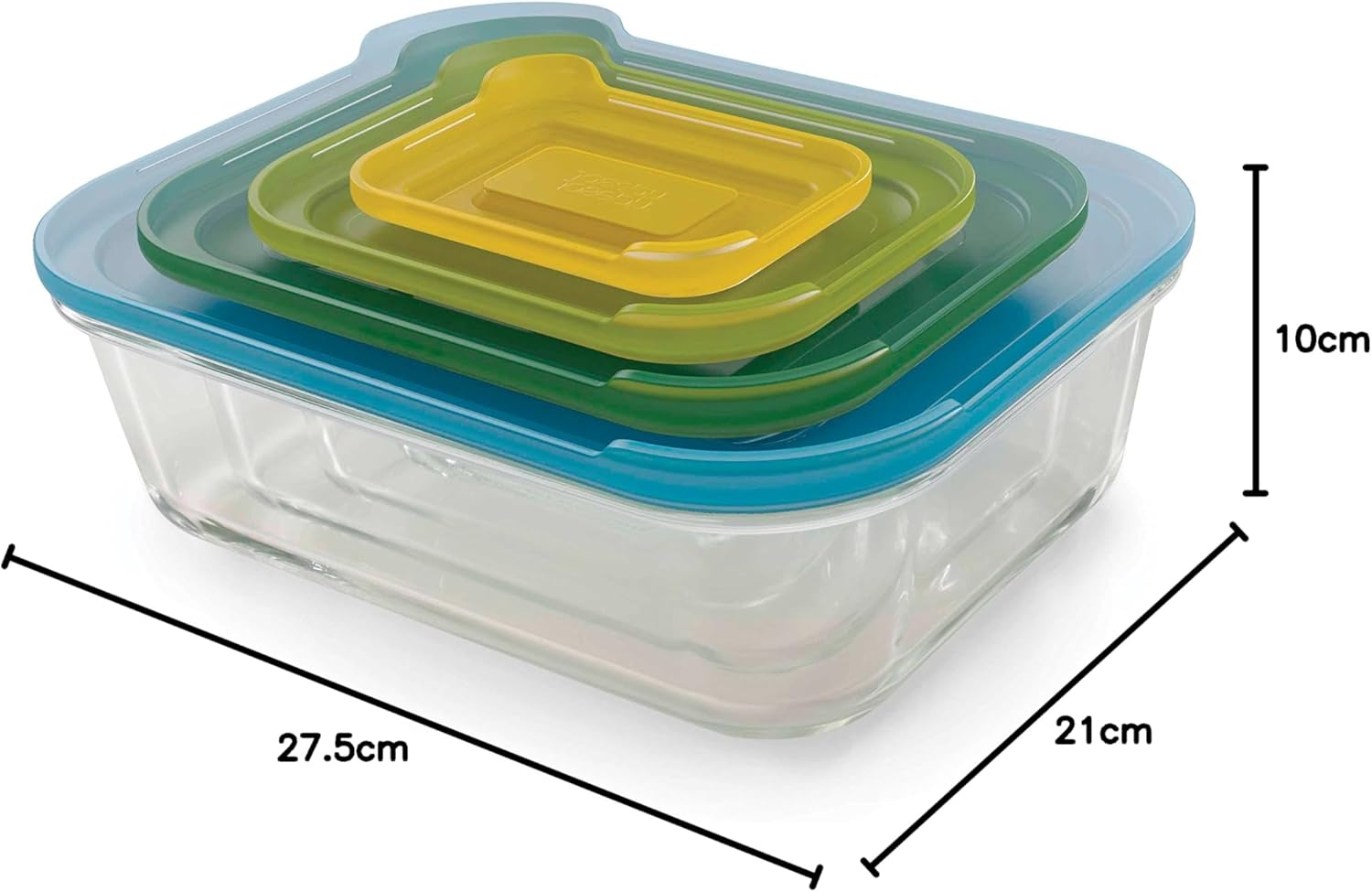 Nest Glass Set of 4 Food Storage Containers with lids, Stackable, Space Saving Design, Oven, Freezer, Microwave and Dishwasher safe