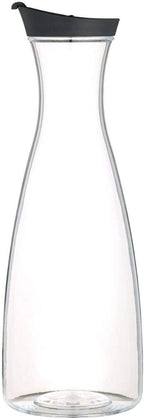 Water Jug with Lid, Water or Juice Pitcher, Unbreakable Acrylic Ideal for Outdoors, 1.5 Litre, Transparent and Black