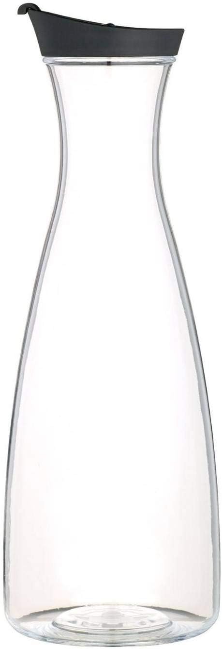 Water Jug with Lid, Water or Juice Pitcher, Unbreakable Acrylic Ideal for Outdoors, 1.5 Litre, Transparent and Black