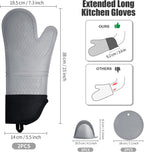 Oven Gloves, Sopito Set of 6 Silicone Oven Mitts 446°F Heat Resistant with Pot Holders for Kitchen Baking Grilling Microwave, Grey