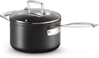 Toughened Non-Stick 18x11.1cm Saucepan with Helper Handle and Glass Lid, Aluminium, 51108180010302, Black