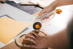titanium rotary cutter, rotary blade with loop handle, right and left-handed, blade diameter: 60 mm, orange/white/grey, 1066040