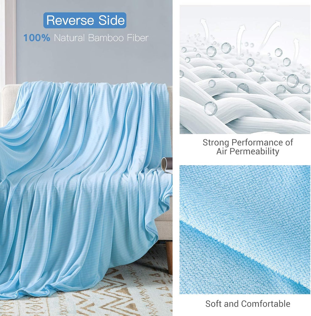 Cooling Blanket for Night Sweats, Arc-Chill 3.0 Cooling Fiber Q-Max 0.5 Lightweight Summer blankets Double-sided Cool Throw Blanket, Cool Blanket for Sofa Double Bed or Travel Blue 150x200cm