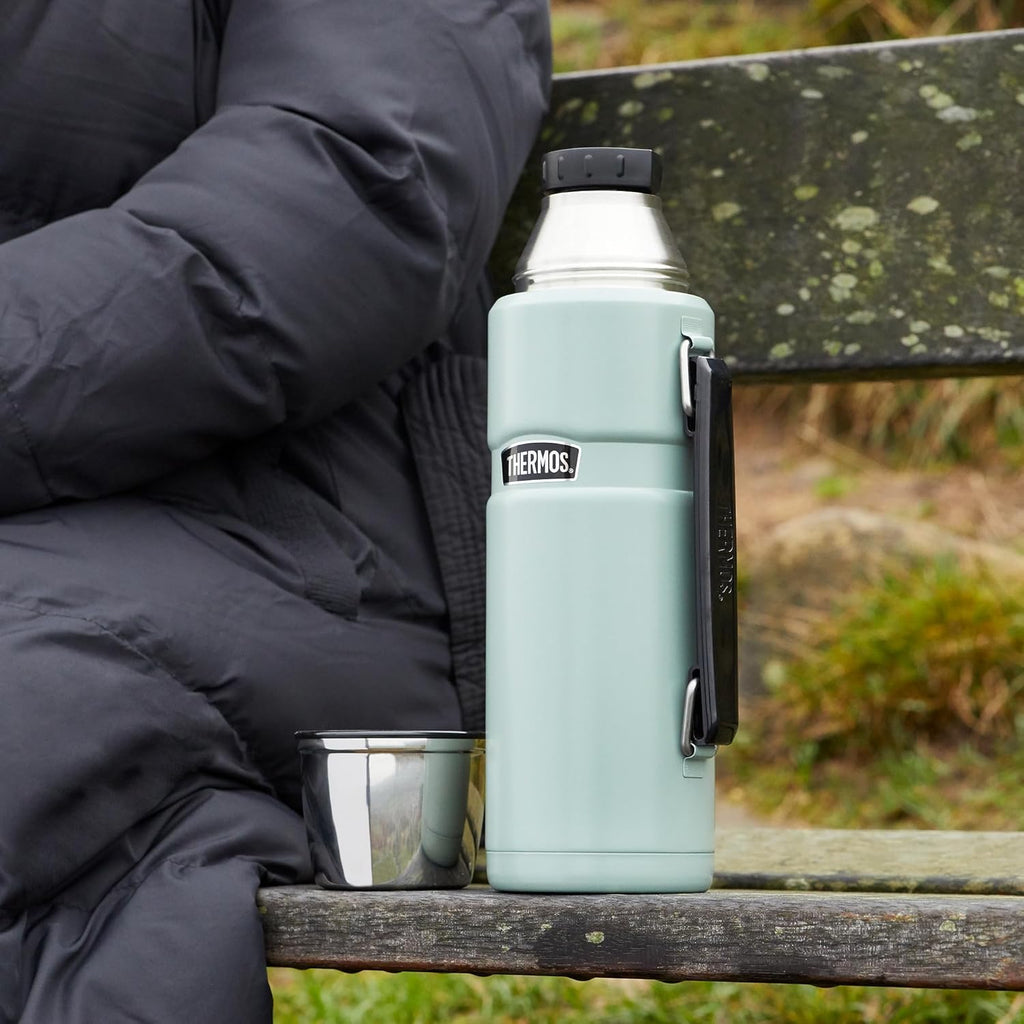 Stainless King Duck Egg Travel Flask (1.2L), Premium Leak Proof Insulated Tea & Coffee Flask for Hot & Cold Drinks, Built-in Cup, Twist-Pour Stopper, BPA-Free, Durable Steel