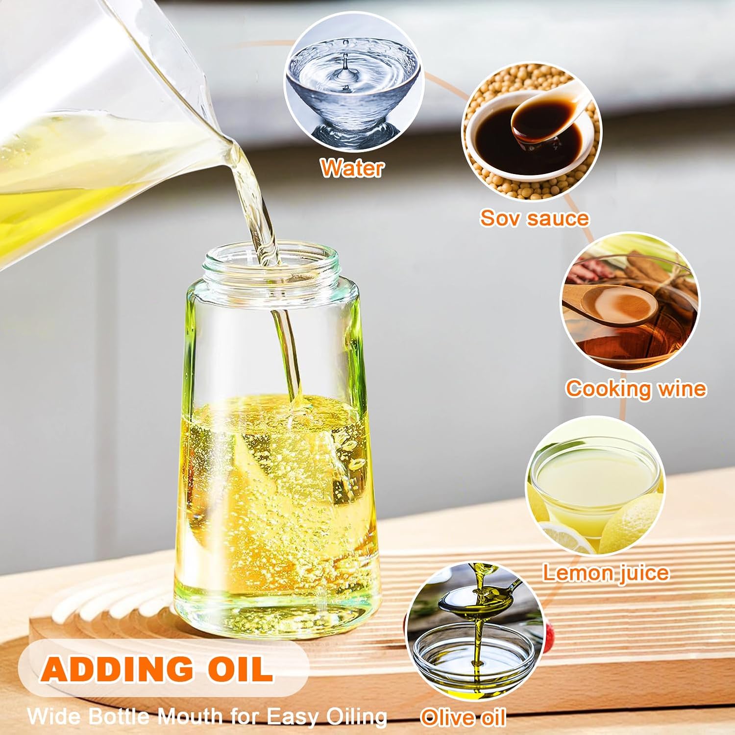 2 in 1 Oil Sprayer, 470ml/16oz Olive Oil Spray Bottle for Cooking, Air Fryer, Salad, Frying, BBQ, Green Food-grade Mister Spray Bottle