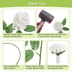15Pcs Small Fake Roses Velet Roses Long Stem Artificial Flowers Silk Flowers for Home Wedding Decoration (Pearl Roses,White)