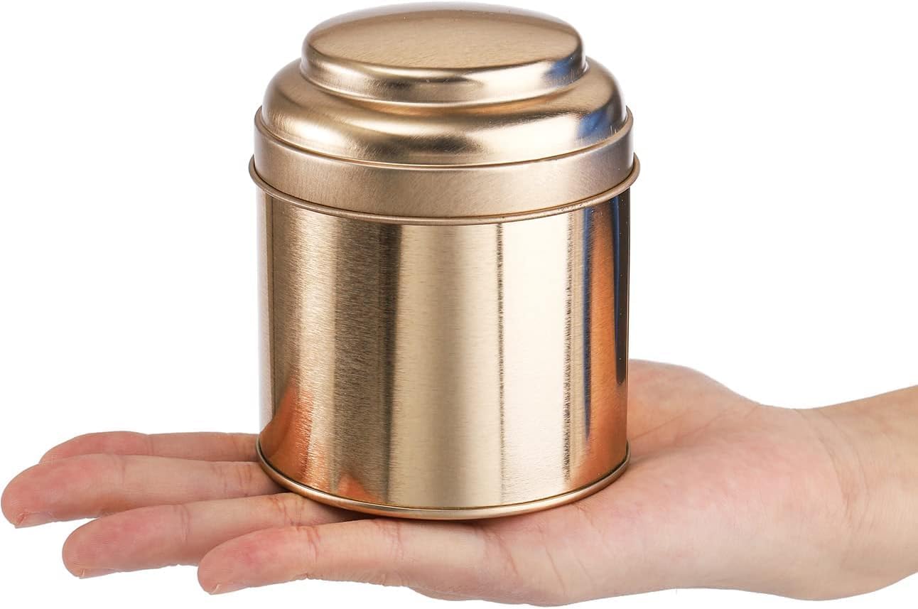 6 Pack Tea Tins Canister with Airtight Double Lids, Mini Tea Storage Containers Round Tin Can Box for Storage Tea Coffee Sugar Loose Leaf DIY Candles, 50g