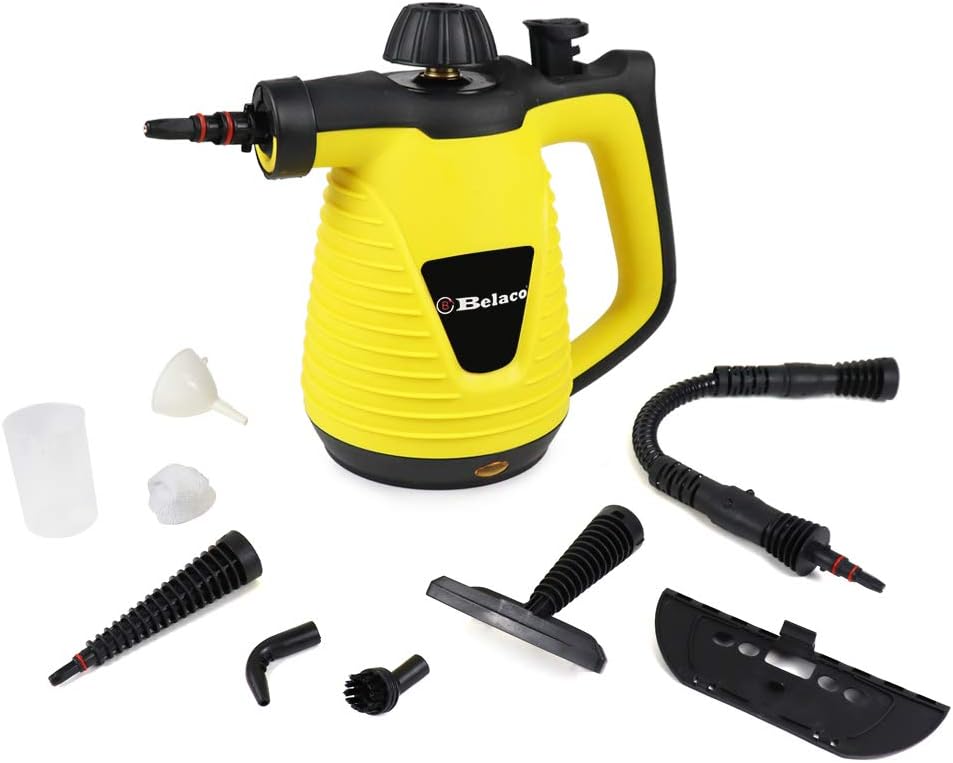 Handheld Steam Cleaner 1050W, Pressurised Multi-Purpose Steam Cleaner with 9 Accessories, Upholstery & Multi-Surface Steamer for Home, Sofa, Bathroom & Car – BS-C388