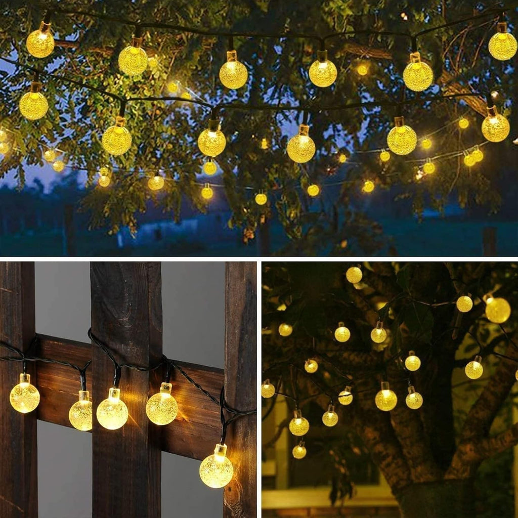 Solar Garden Lights Outdoor, 36ft 60 LED String Lights Waterproof, Solar Powered Crystal Ball Indoor/Outdoor Fairy Lights Decorative Lights for Garden, Patio, Yard, Parties (Warm White)