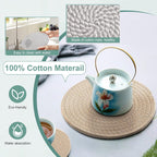 Kyrio Round Placemats, Trivets Mats Hotplate Mats, Heat Resistant Mat, for Kitchen, Restaurant,Dining Table, with storage basket(6PCS)