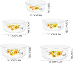 5pcs Mixing Bowls Sets Enamel Prep Bowls with Lid Floral Nesting Salads Bowls Prepared Bowls Food Container Bowl for Kitchen Serving Fruit Cereal Sugar Candy Ice Cream