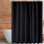 Shower Curtain for Bathroom, Water and Mould Resistant PEVA Bathroom Curtain with Grommets & 12 Hooks, Machine Washable, 180 x 180 cm (71 x 71 Inch), Black