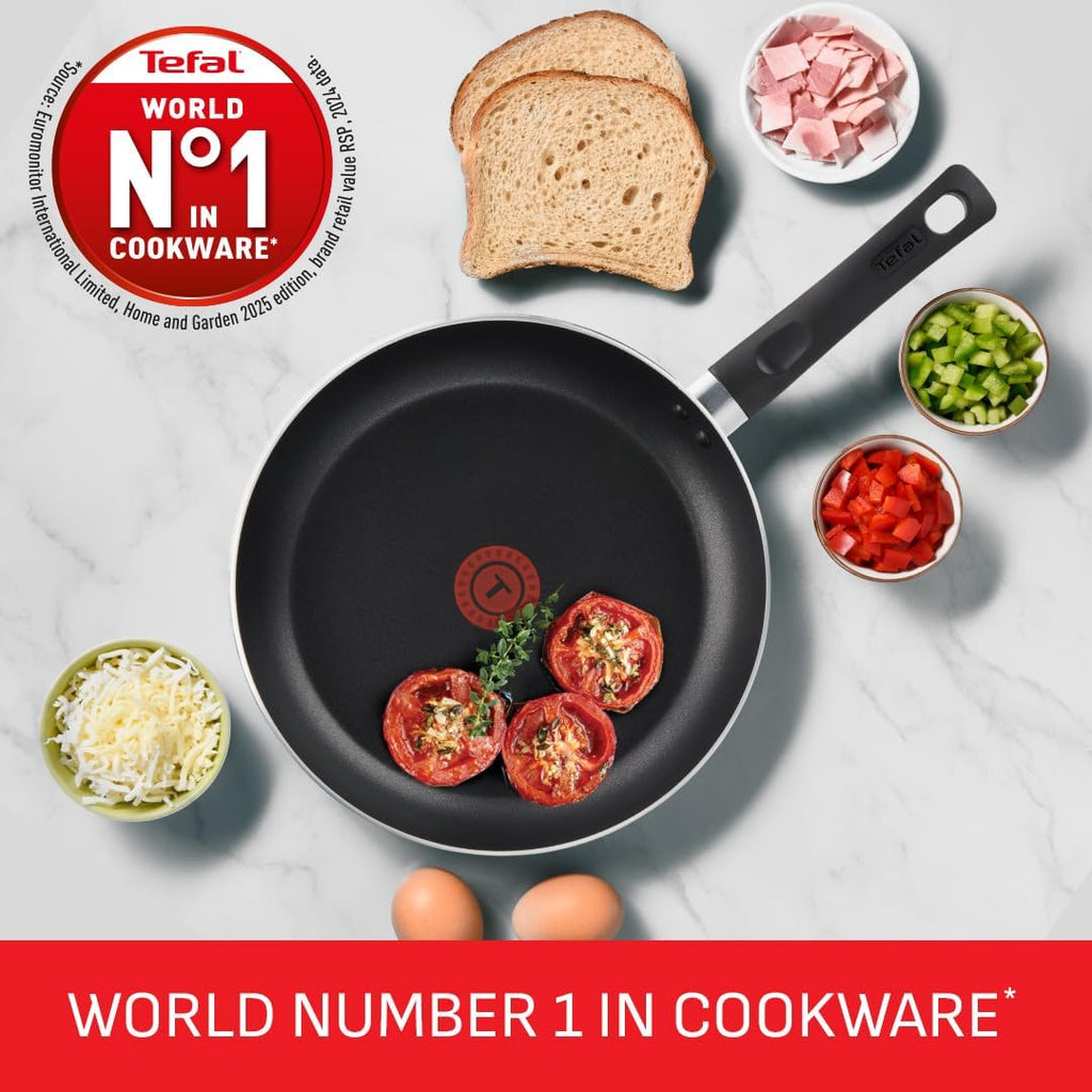 Taste Twin Frying Pan Set, 20cm & 28cm Non-Stick Aluminium Pans, Thermo-Spot Heat Indicator, Lightweight, All Hobs Except Induction, Black - B189S244