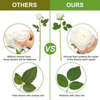 12 Pcs Artificial Roses, White Artificial Flowers Fake Roses Silk Fake Flowers for Garden, Wedding, Indoor and Outdoor