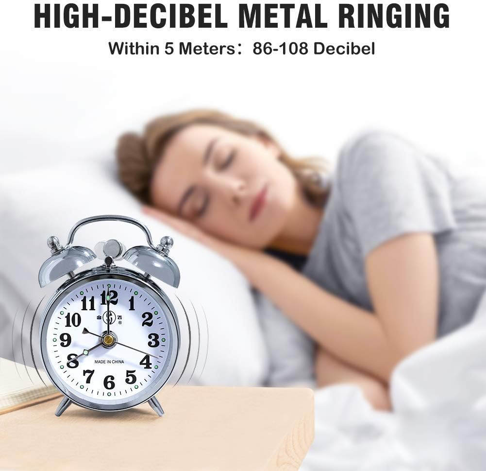 KEYPOWER Alarm Clock Mechanical Wind Twin Bell Double Bell