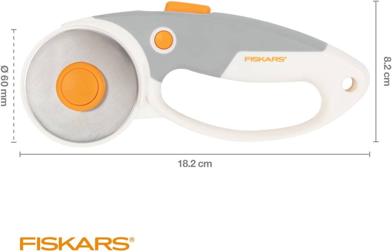 titanium rotary cutter, rotary blade with loop handle, right and left-handed, blade diameter: 60 mm, orange/white/grey, 1066040