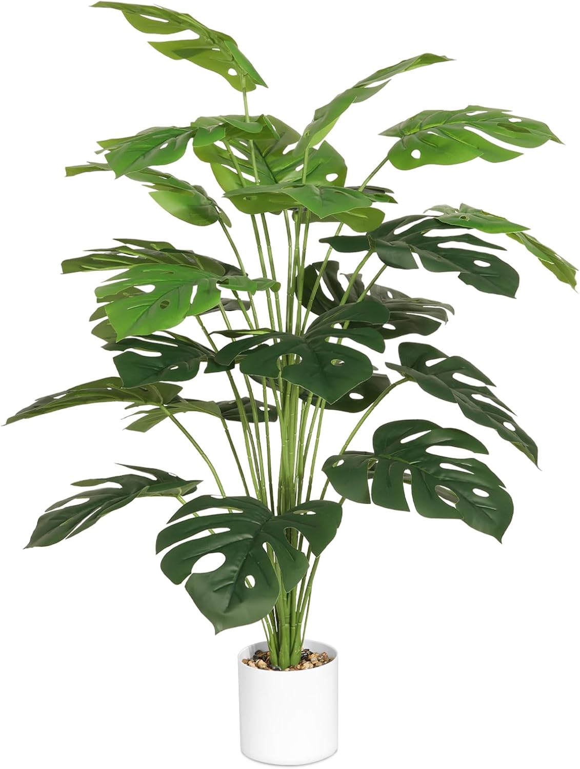 28" Artificial Plants Tropical Palm Tree Fake Monstera Tree in Pot Tall Faux Plant for Outdoor Indoor Home Garden Office Decoration Main image
