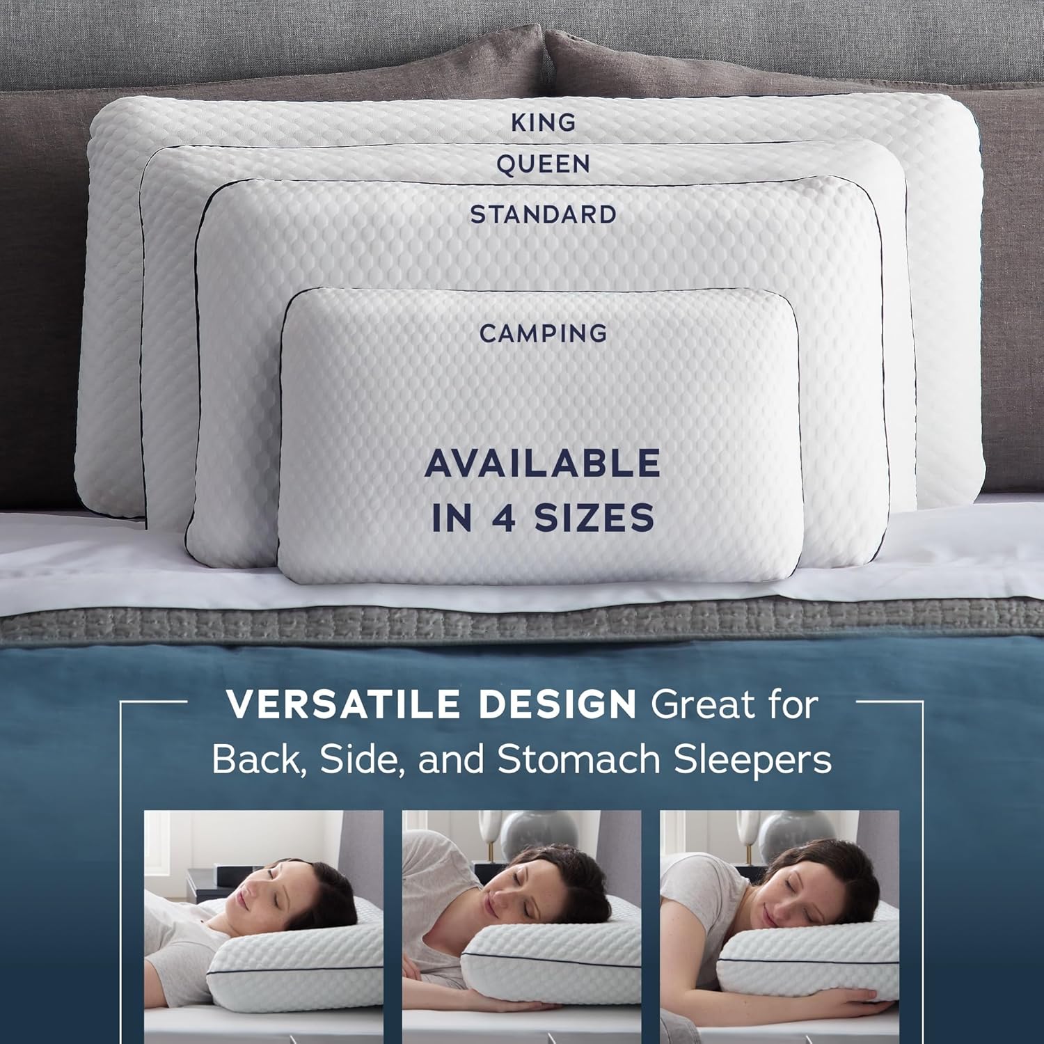 WEEKENDER Gel Memory Foam Pillow – 1 Pack Standard Size – Ventilated - Washable Cover,White (Package may vary)