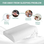 Memory Foam Pillow Neck Support Pillows Orthopaedic Cervical Soft Deep Sleep for Side Sleepers and Back with Washable Cover 60 x 35 cm White