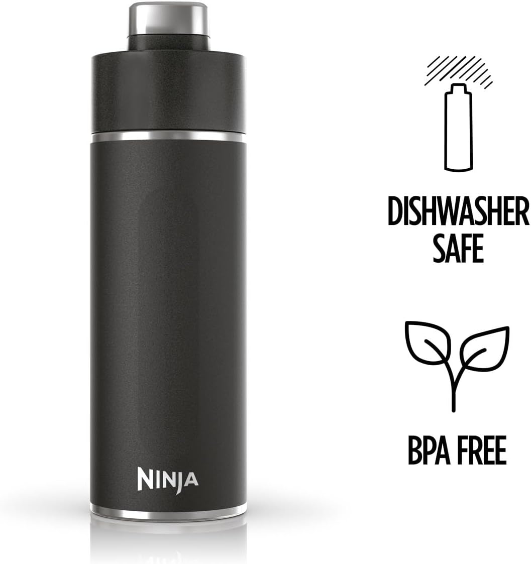 Thirsti Water Bottle and Flask 530 ML With Leak-Proof Lid, Designed For Carbonated, Hot & Cold Drinks, Ideal For Travel & Sports, Triple Insulated, Stainless Steel Bottle, Black, DW1801EUUKBK