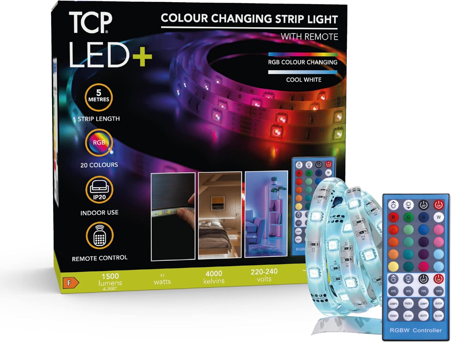LED Plus Remote Strip Light Colour RGBW 5 Metre, Multi-Colour (BSMRMTLRGBW5MUK1P) Main image