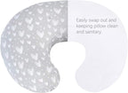 Nursing Pillow Covers (COVERS ONLY) 2 Pack, Stretchy 100% Jersey Cotton Soft Breastfeeding Pillowcases,Fits For Chicco Boppy and Widgey Nursing Pillow, White & Grey