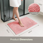 Non-Slip Microfibre Bath & Toilet Mat - Soft, Plush & Comfortable Rug with Machine Washable Design - Water Absorbent & Quick Drying to Keep Bathroom & Home Hygienic & Clean - (40x60cm) Pink