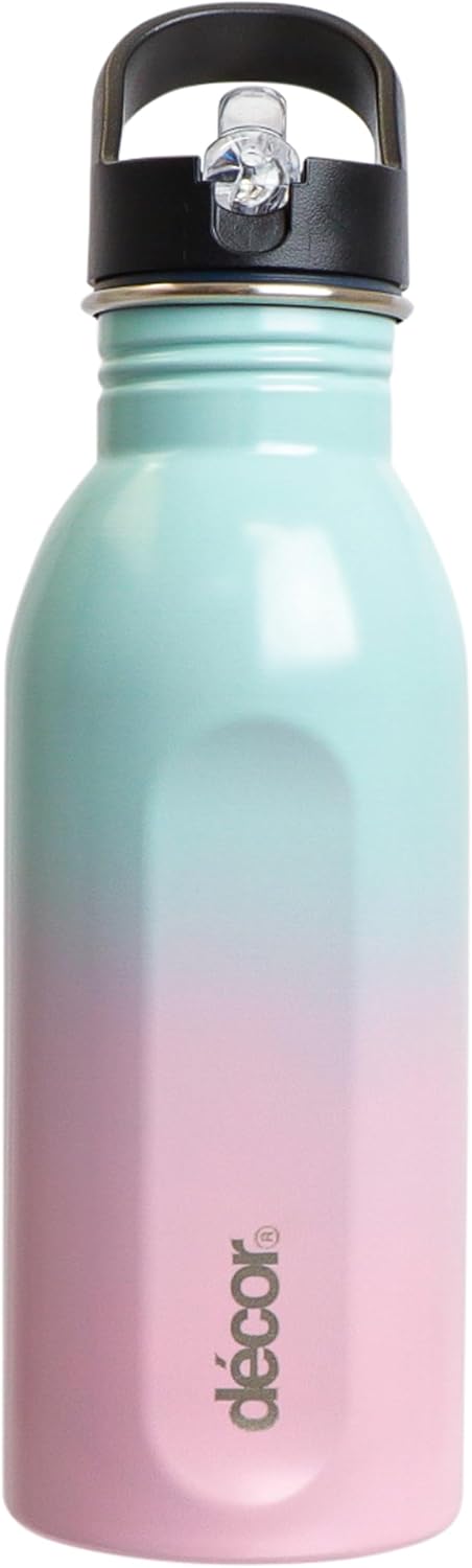 Snap n Seal 500ml Stainless Steel Water Bottle with Straw, BPA Free - Leakproof Metal Flask with Carry Handle for School, Travel, Work & Gym - Ideal Drinking Bottle for Kids & Adults - Ombre Main image
