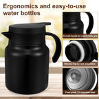 Thermal Coffee Carafe 1000ML Insulated Water Pitcher Stainless Steel Carafe with Detachable Tea Strainer Leak-Proof Vacuum Insulated for Milk Coffee Tea Hot Cold Drinks (1000ml (Black))
