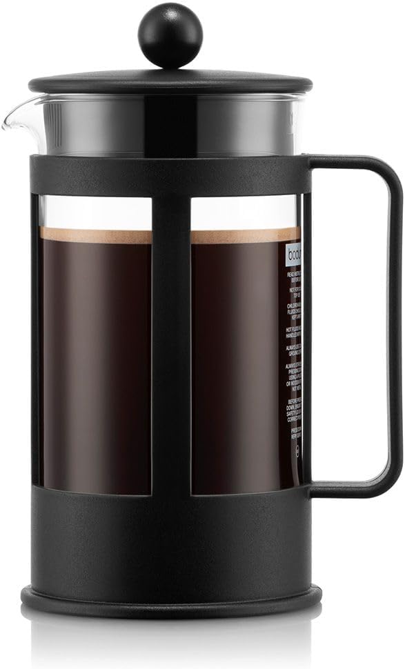 French Press Kenya - 1L / 8 Cups Manual Coffee Maker - Heat-Resistant Glass & Stainless Steel - Dishwasher Safe Cafetiere - Made in Portugal