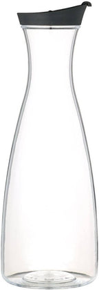 Water Jug with Lid, Water or Juice Pitcher, Unbreakable Acrylic Ideal for Outdoors, 1.5 Litre, Transparent and Black