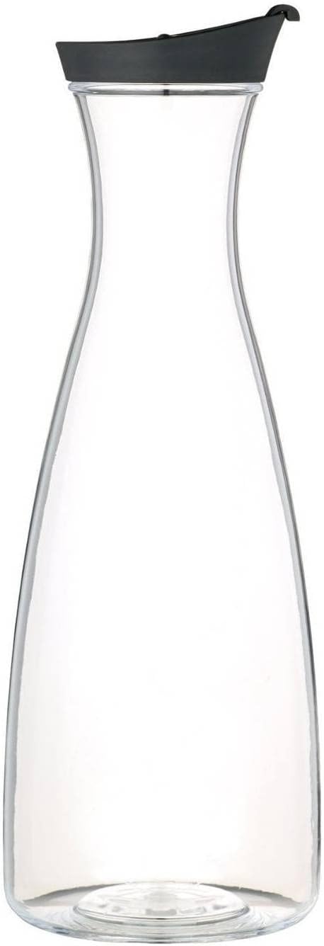 Water Jug with Lid, Water or Juice Pitcher, Unbreakable Acrylic Ideal for Outdoors, 1.5 Litre, Transparent and Black