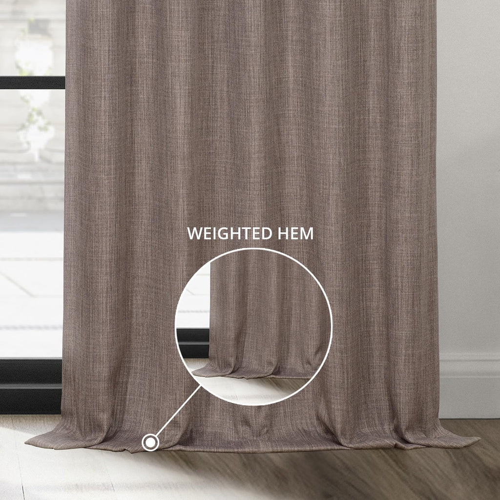 HPD Half Price Drapes BOCH-LN185-P Faux Linen Room Darkening Curtains for Bedroom (1 Panel), 50 x 120 cm, Mink