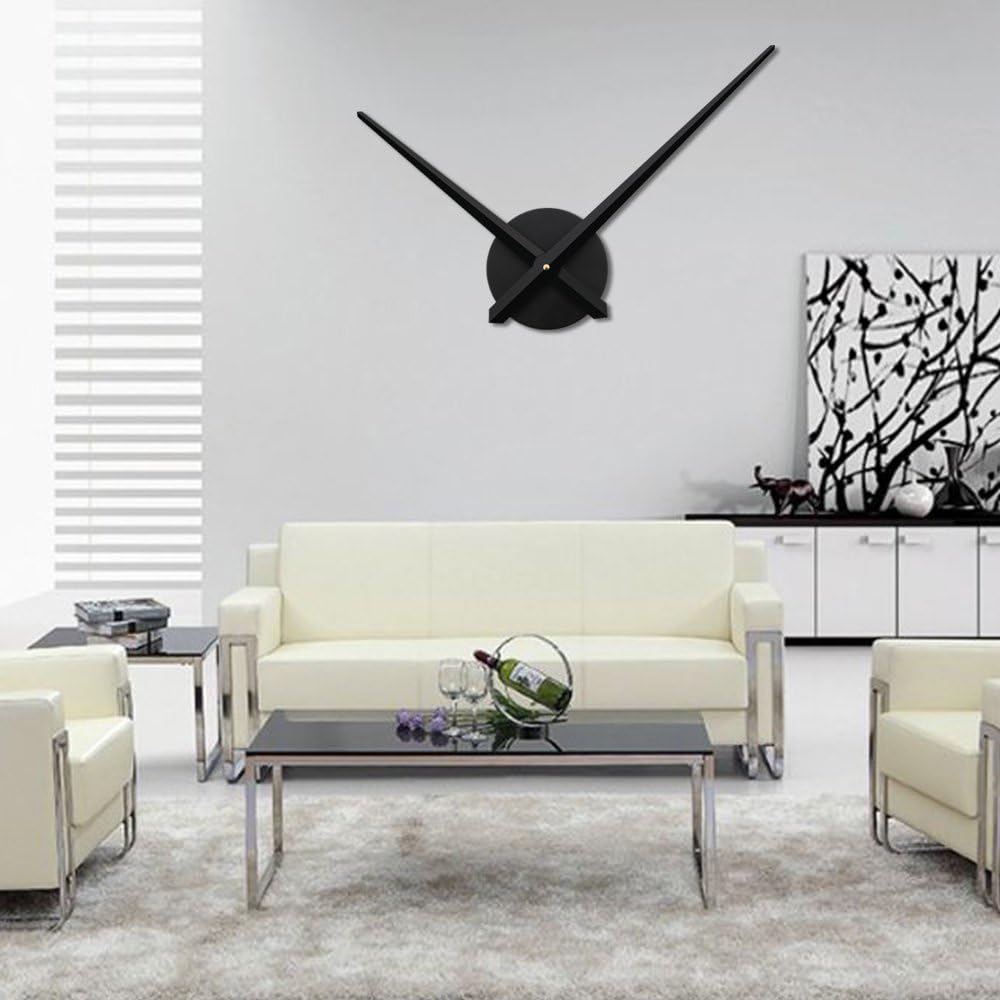 Large Clock Hands and Mechanism, Modern Black Long Hands Wall Clock, DIY Silent Movement Mechanism Battery Powered Wall Clock for Living Room Home Decoration