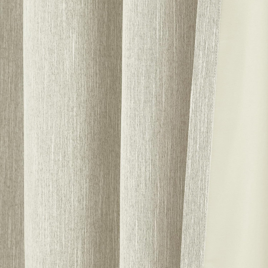 1 Panel Eyelet Grommet Curtains - Cotton Blend Room Darkening Curtain with Tiebacks, Blackout Thermal Insulated Window Drapes for Nursery, Bedroom, Living Room (Beige, 66 x 54 Inch Drop)