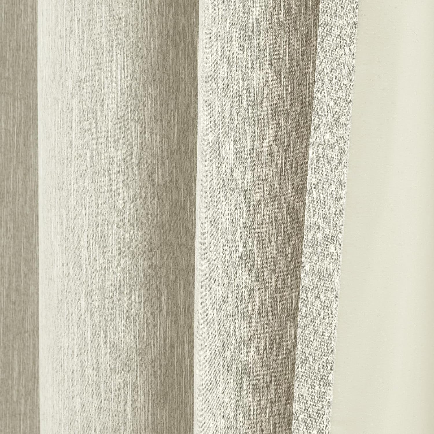 1 Panel Eyelet Grommet Curtains - Cotton Blend Room Darkening Curtain with Tiebacks, Blackout Thermal Insulated Window Drapes for Nursery, Bedroom, Living Room (Beige, 66 x 54 Inch Drop)